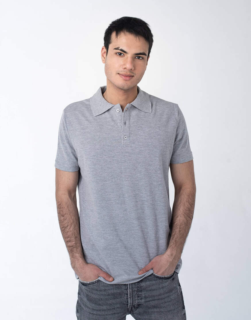 Мужская рубашка ПОЛО серый меланж оптом